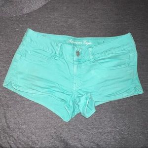Teal jean shorts